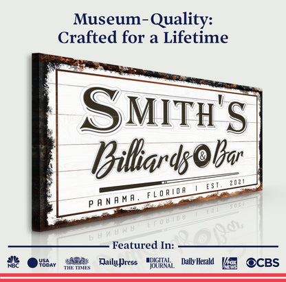 Billiards And Bar Sign by Tailored Canvases