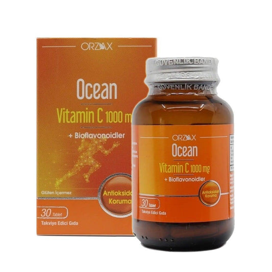 Orzax Ocean Vitamin C 1000 mg Supplement - Boost Immune System Support & Overall Health - 30 Tablets by Beauty Care Bag