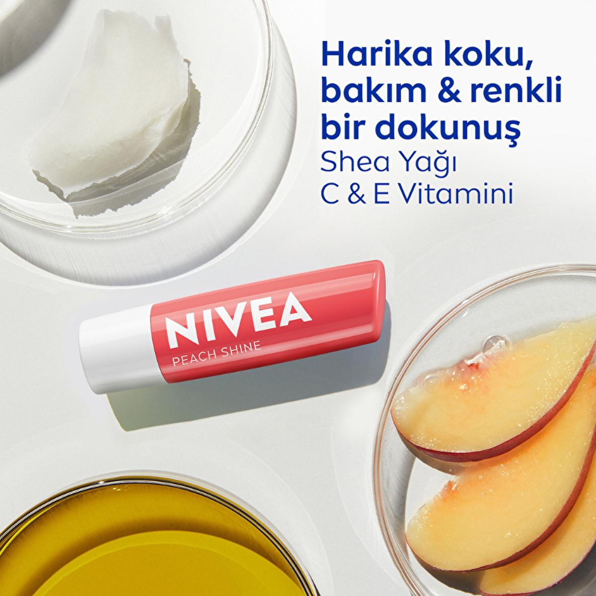 Nivea Lip Care Balm - 24 Hour Moisturizing Shimmering Lip Balm by Beauty Care Bag