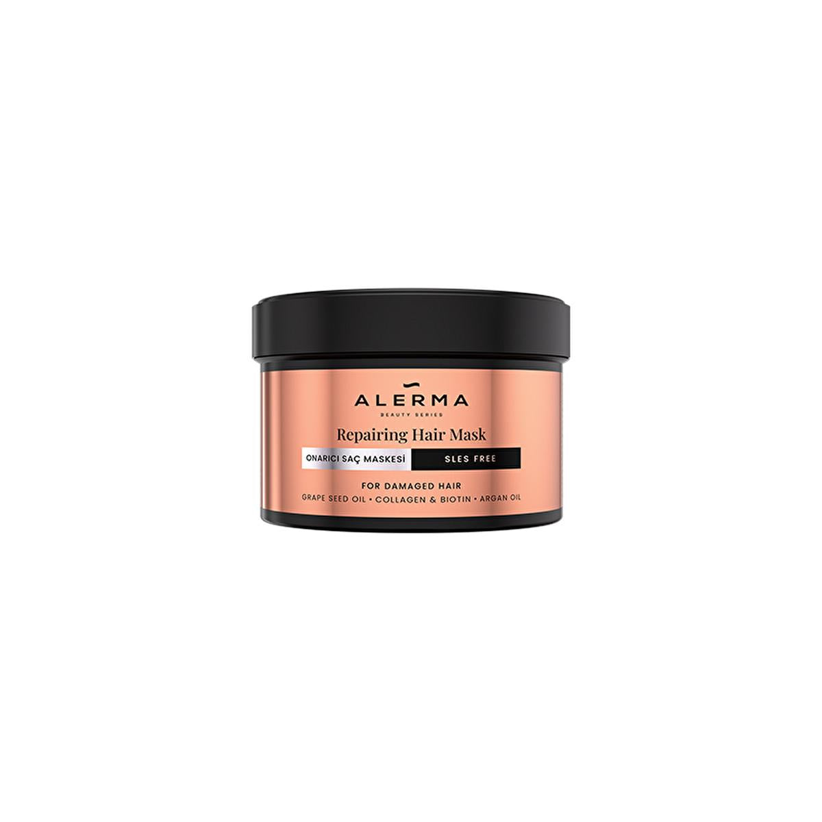 Alerma Sulfate-Free Repairing Hair Mask for Damaged Hair - 8.11 fl oz, Argan Oil & Collagen Enriched, Cruelty-Free by Beauty Care Bag