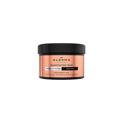 Alerma Sulfate-Free Repairing Hair Mask for Damaged Hair - 8.11 fl oz, Argan Oil & Collagen Enriched, Cruelty-Free by Beauty Care Bag