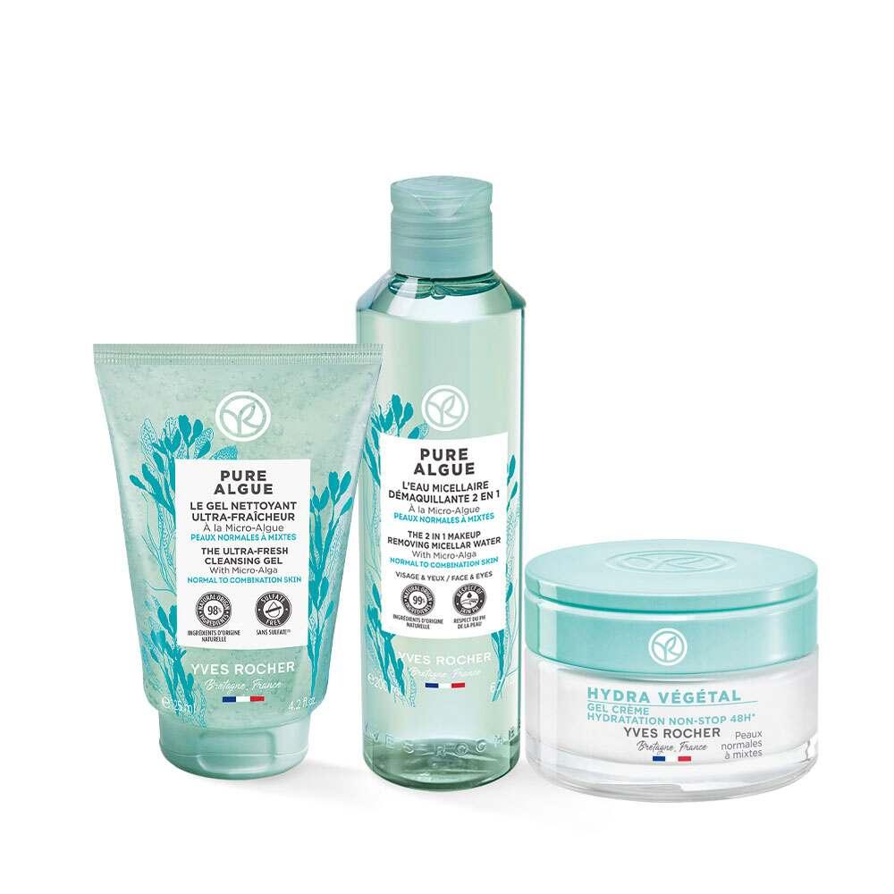 Pure Algue Skincare Set for Normal to Dry Skin - Gentle Cleansing, Hydrating Serum, and Makeup Removal by Beauty Care Bag