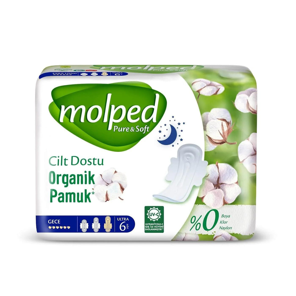 Molped Ultra Pure & Soft Night Sanitary Pads 6-Pack by Beauty Care Bag