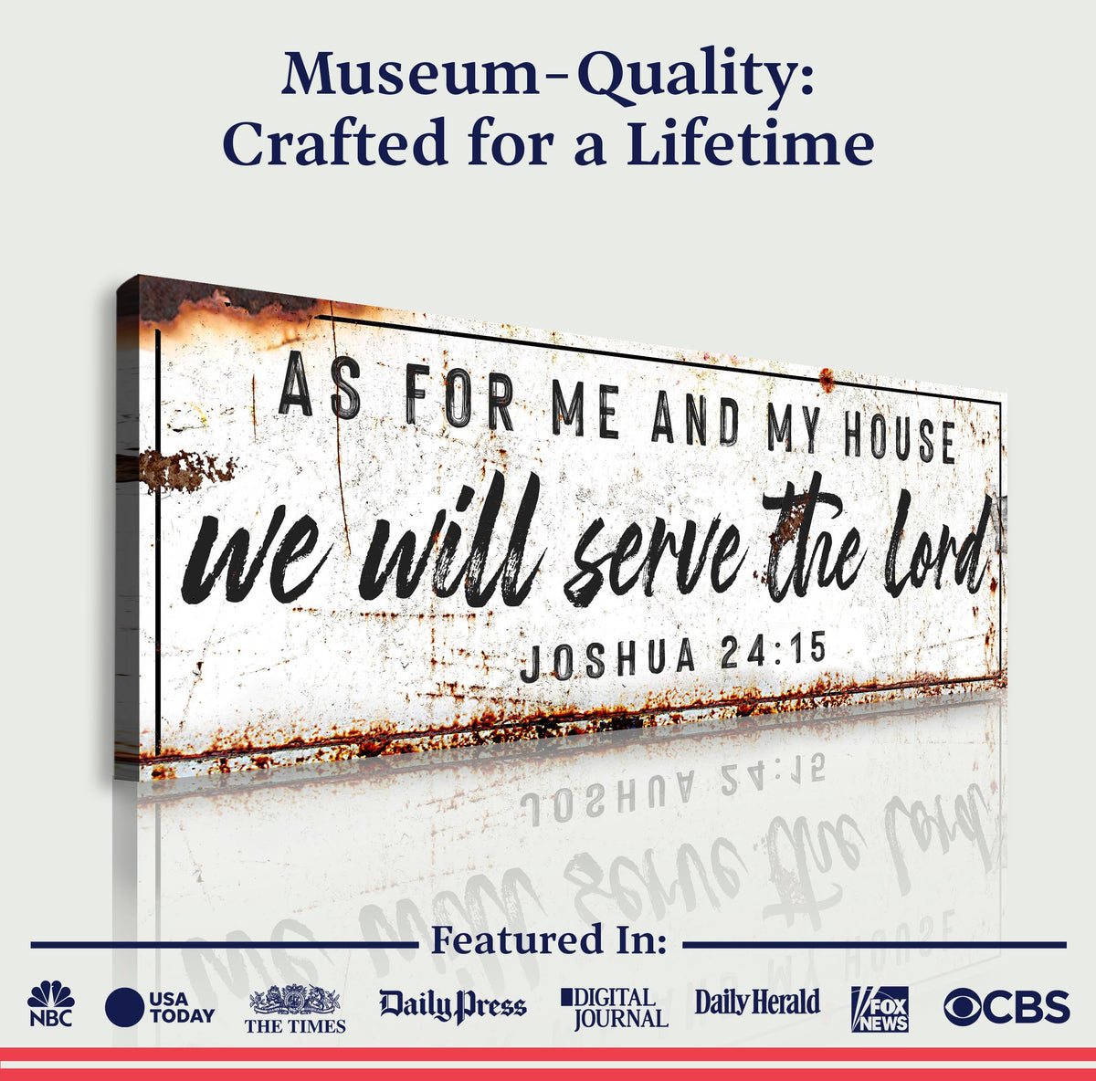 Joshua 24:15 - We Will Serve The Lord Rustic Sign by Tailored Canvases