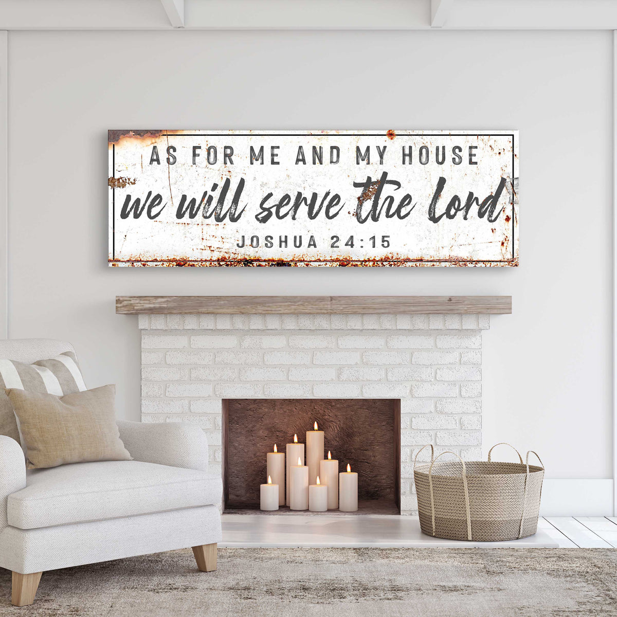 Joshua 24:15 - We Will Serve The Lord Rustic Sign by Tailored Canvases