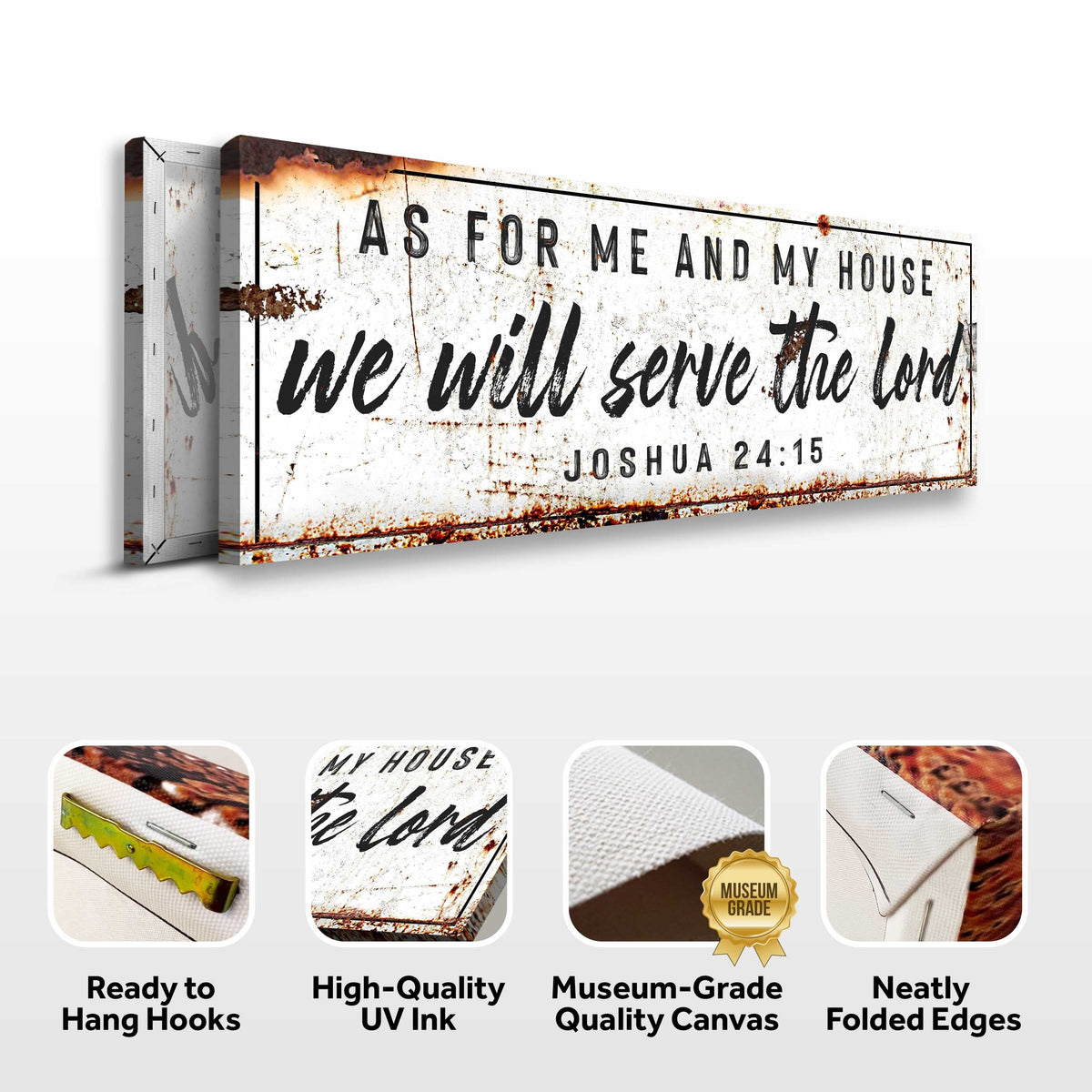 Joshua 24:15 - We Will Serve The Lord Rustic Sign by Tailored Canvases
