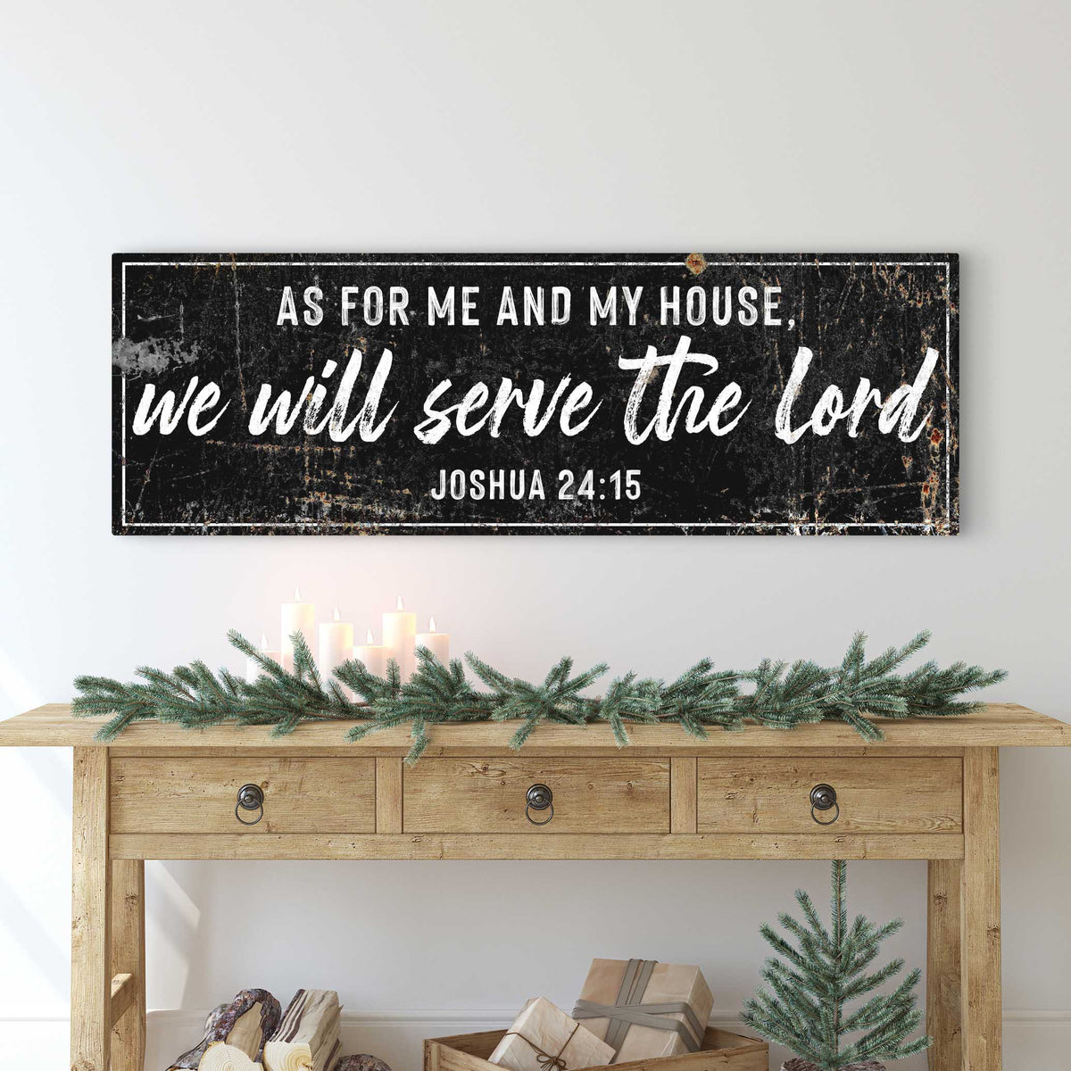 Joshua 24:15 - We Will Serve The Lord Rustic Sign II by Tailored Canvases