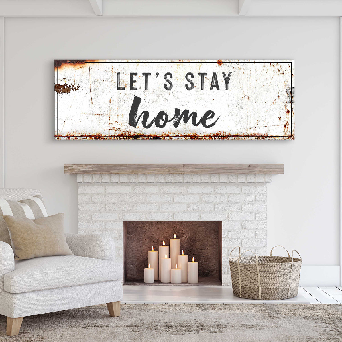 Let's Stay Home Sign by Tailored Canvases