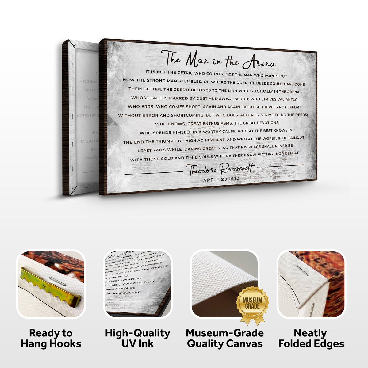 The Man In The Arena Grunge Sign by Tailored Canvases