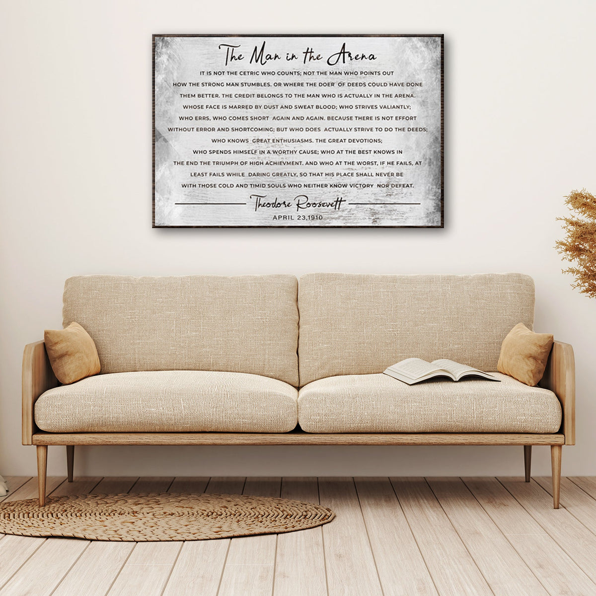 The Man In The Arena Grunge Sign by Tailored Canvases