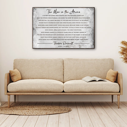 The Man In The Arena Grunge Sign by Tailored Canvases