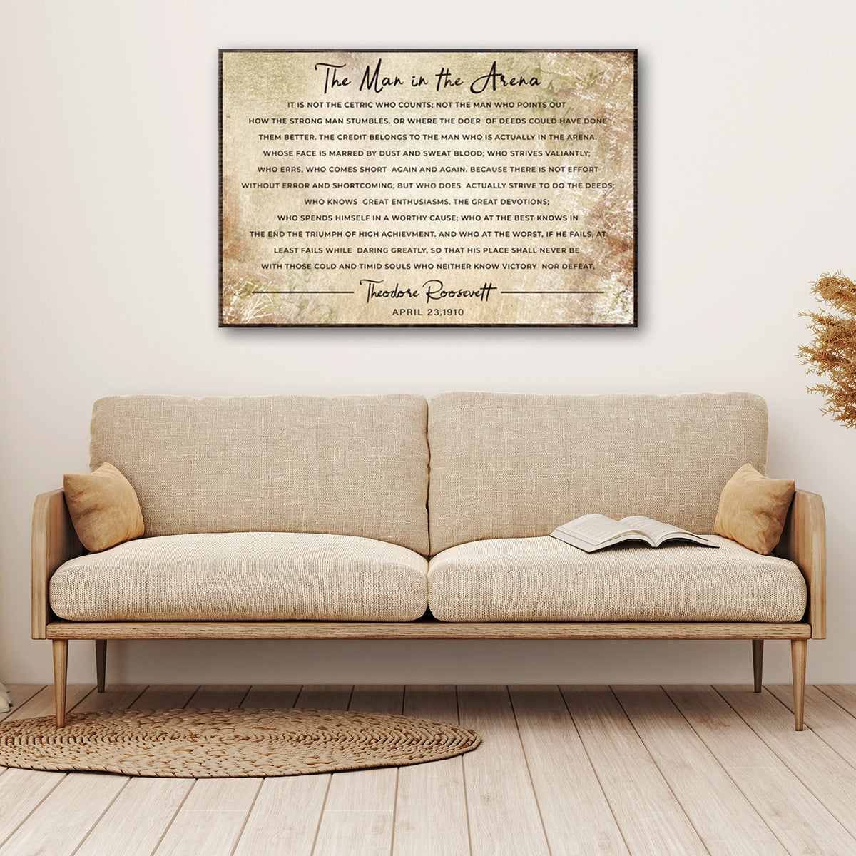 The Man In The Arena Grunge Sign by Tailored Canvases