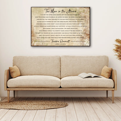 The Man In The Arena Grunge Sign by Tailored Canvases