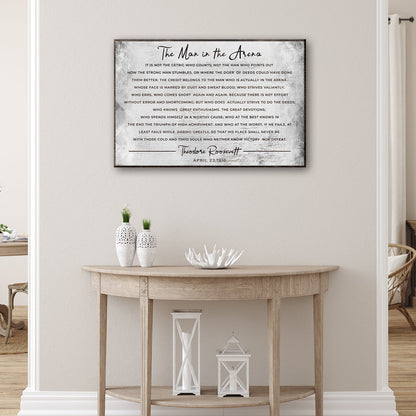 The Man In The Arena Grunge Sign by Tailored Canvases