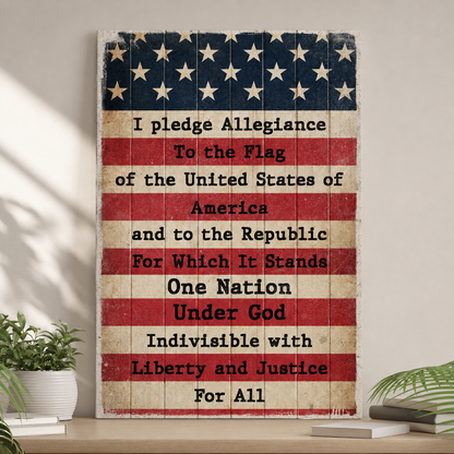 America Pledge Allegiance Sign by Tailored Canvases