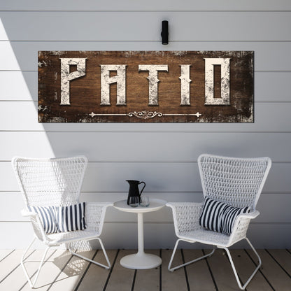 Distressed White Patio Sign by Tailored Canvases
