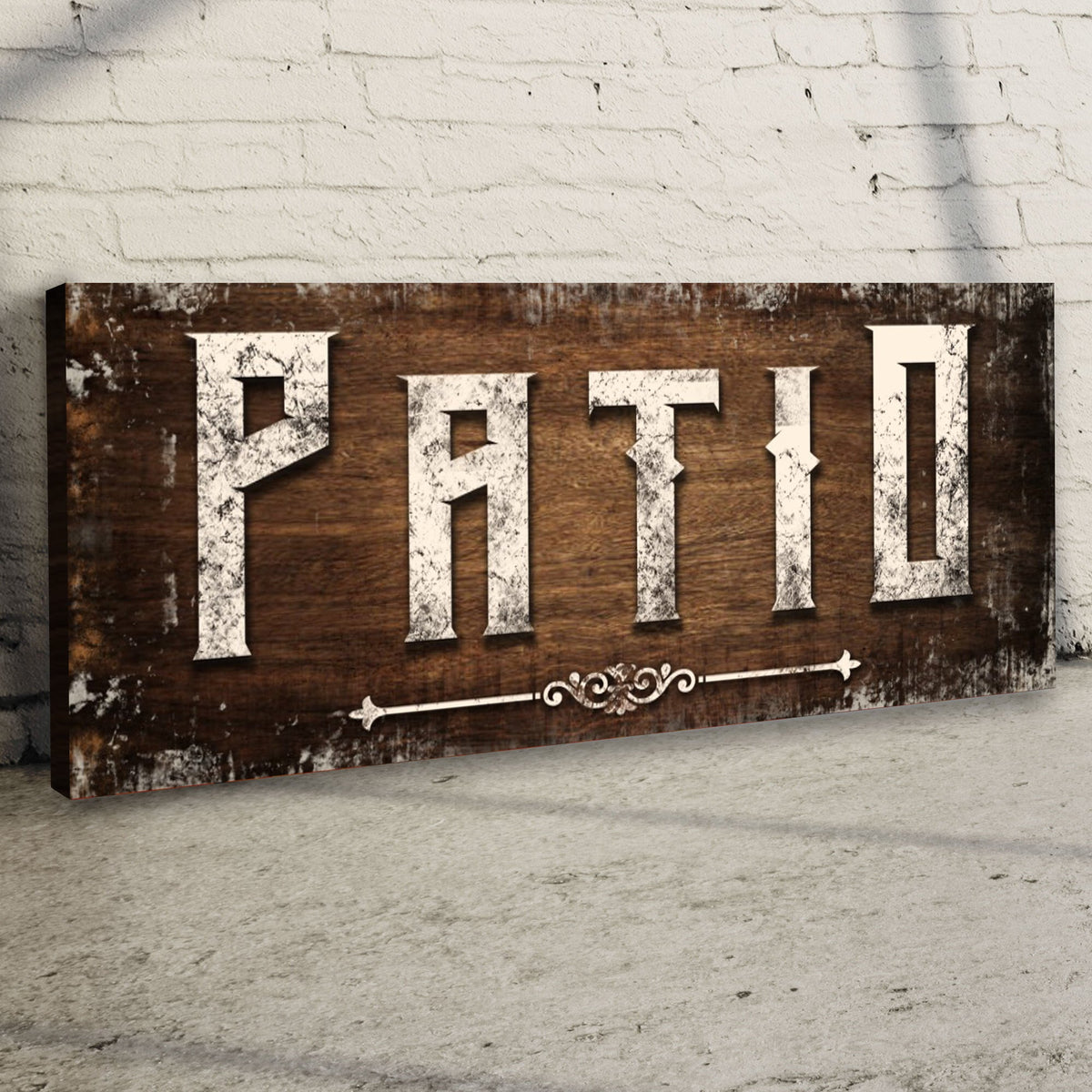 Distressed White Patio Sign by Tailored Canvases
