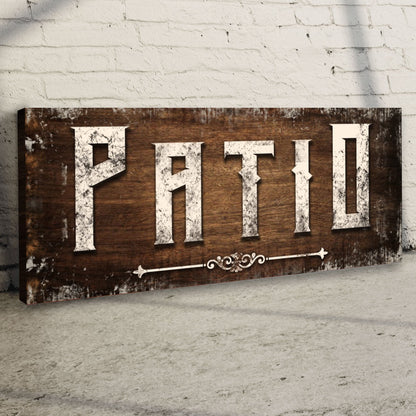 Distressed White Patio Sign by Tailored Canvases