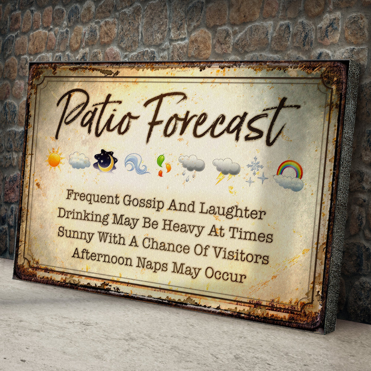 Patio Forecast Sign by Tailored Canvases