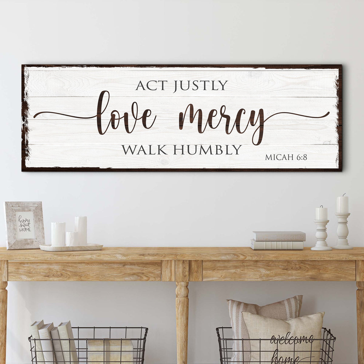 Act Justly Love Mercy Walk Humbly Faith Sign II by Tailored Canvases