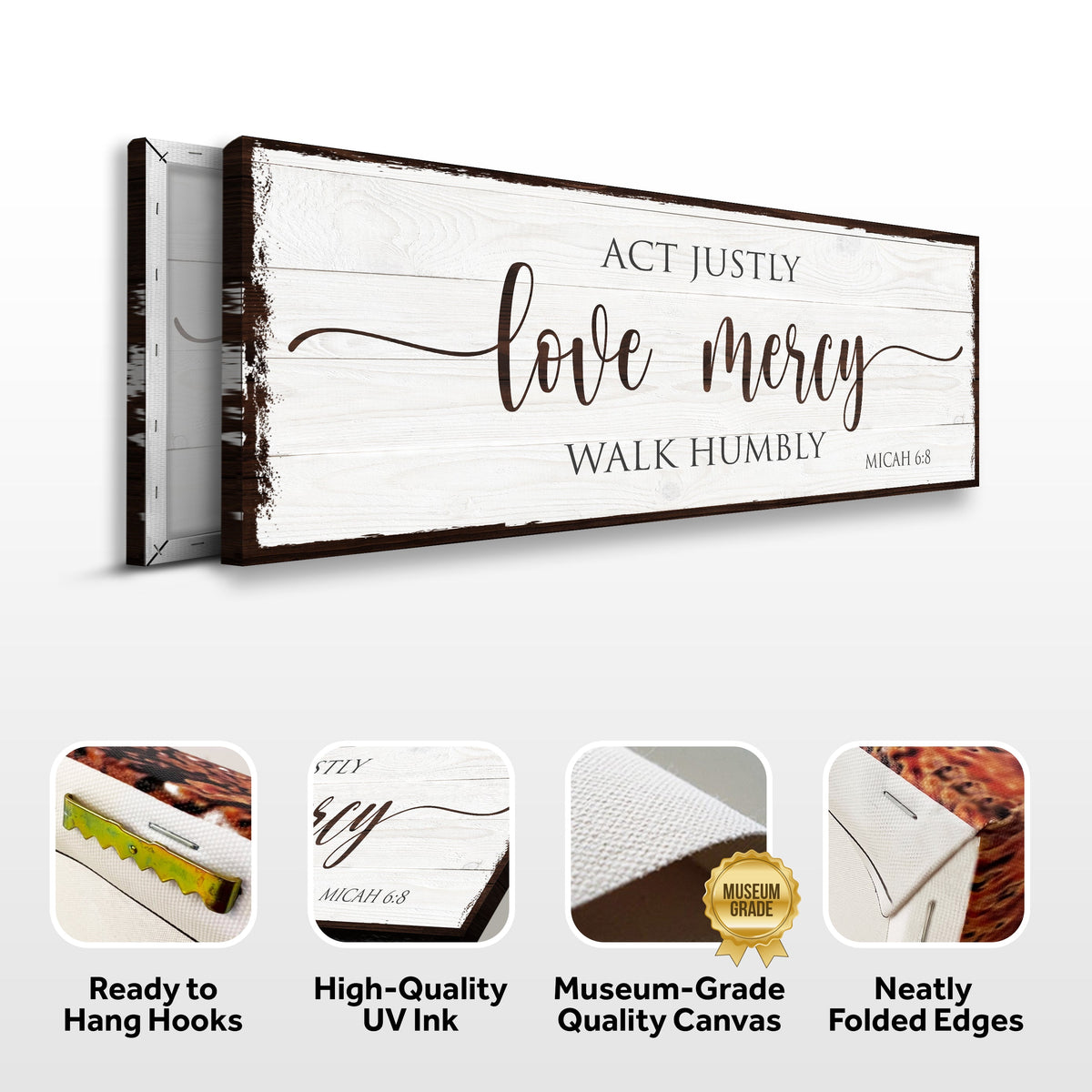 Act Justly Love Mercy Walk Humbly Faith Sign II by Tailored Canvases
