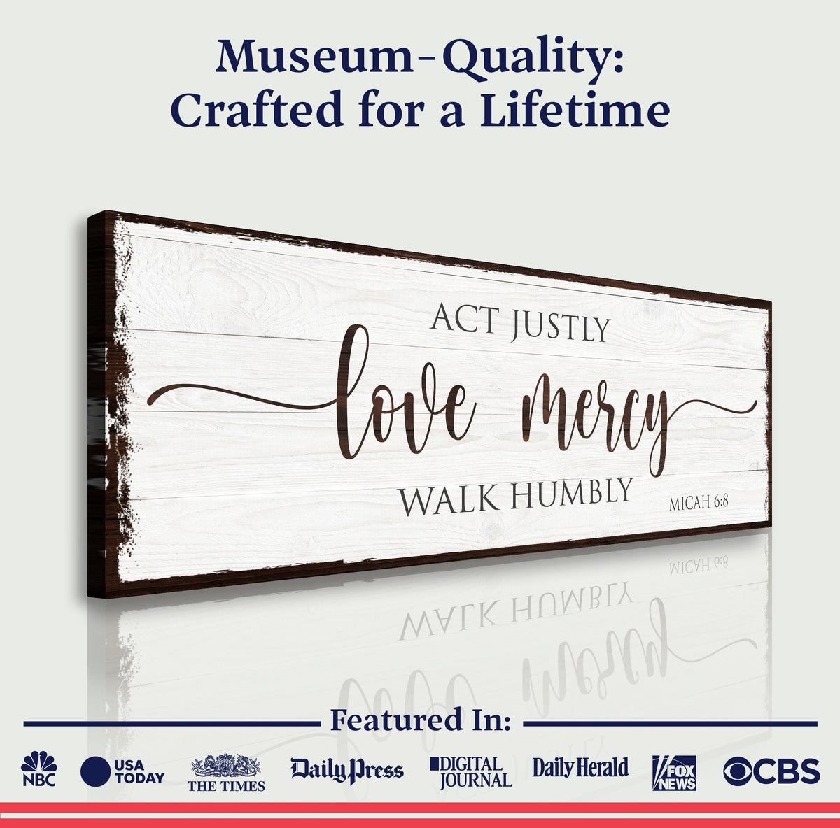 Act Justly Love Mercy Walk Humbly Faith Sign II by Tailored Canvases