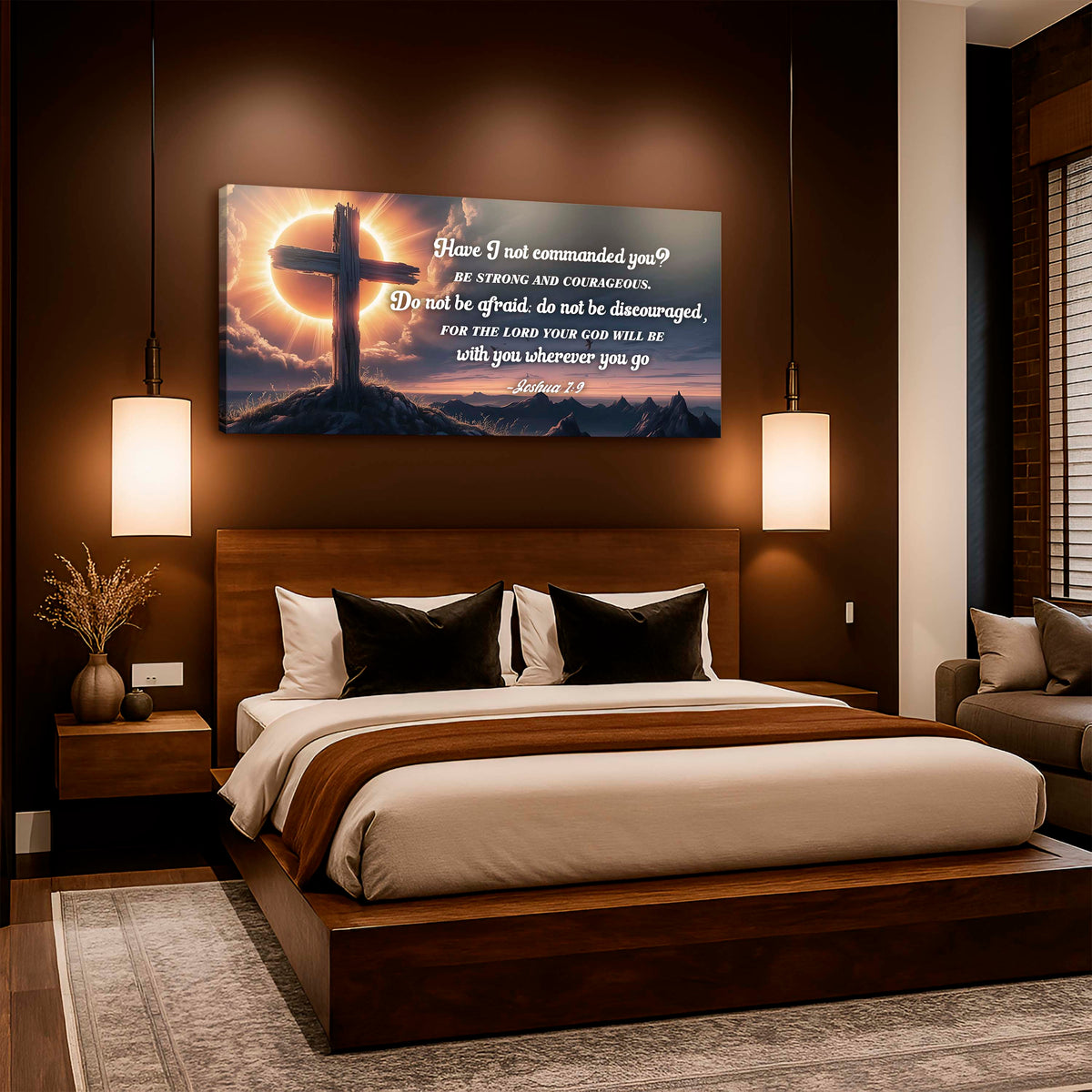 Joshua 1:9 - God Is With You Wherever You Go Faith Sign II by Tailored Canvases