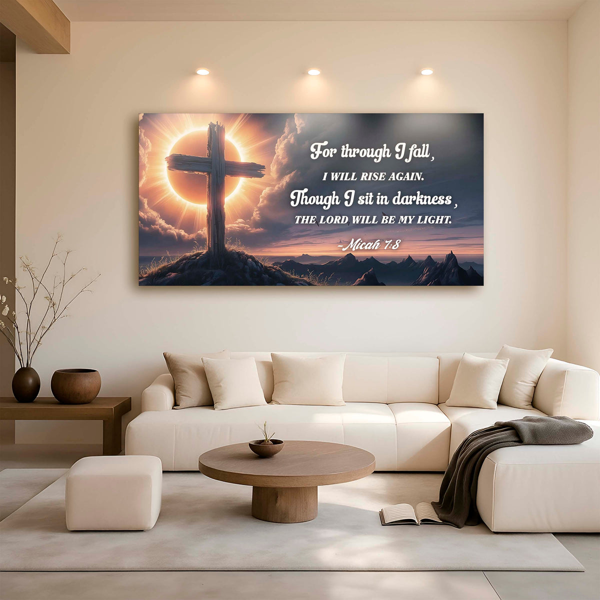 Micah 7:8 - The Lord Will Be My Light Faith Sign by Tailored Canvases