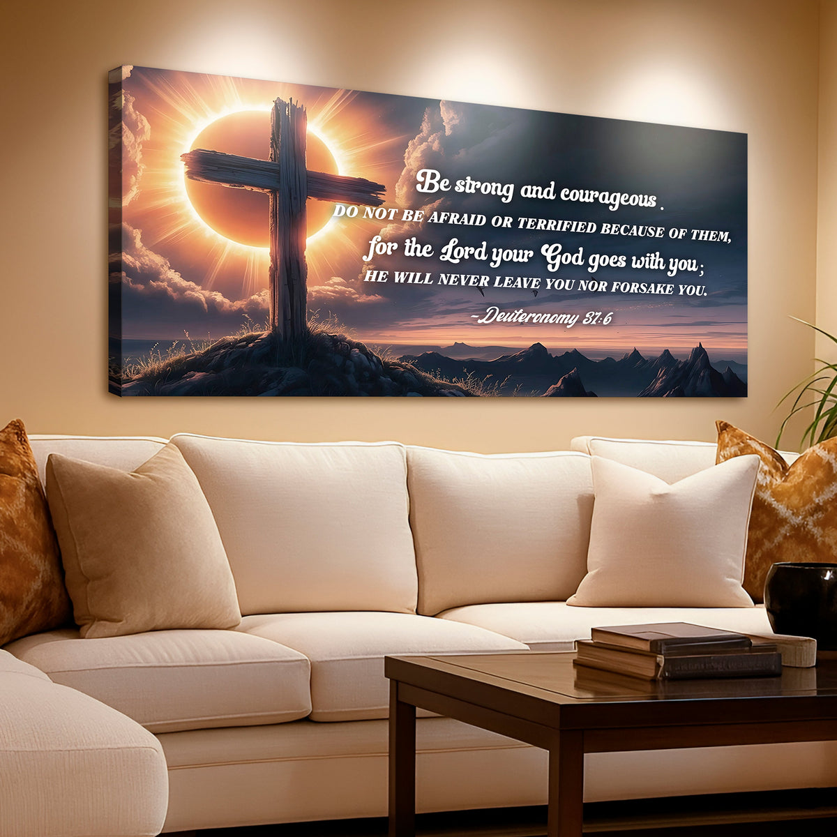 Deuteronomy 31:6 - He Will Never Leave Nor Forsake You Faith Sign by Tailored Canvases