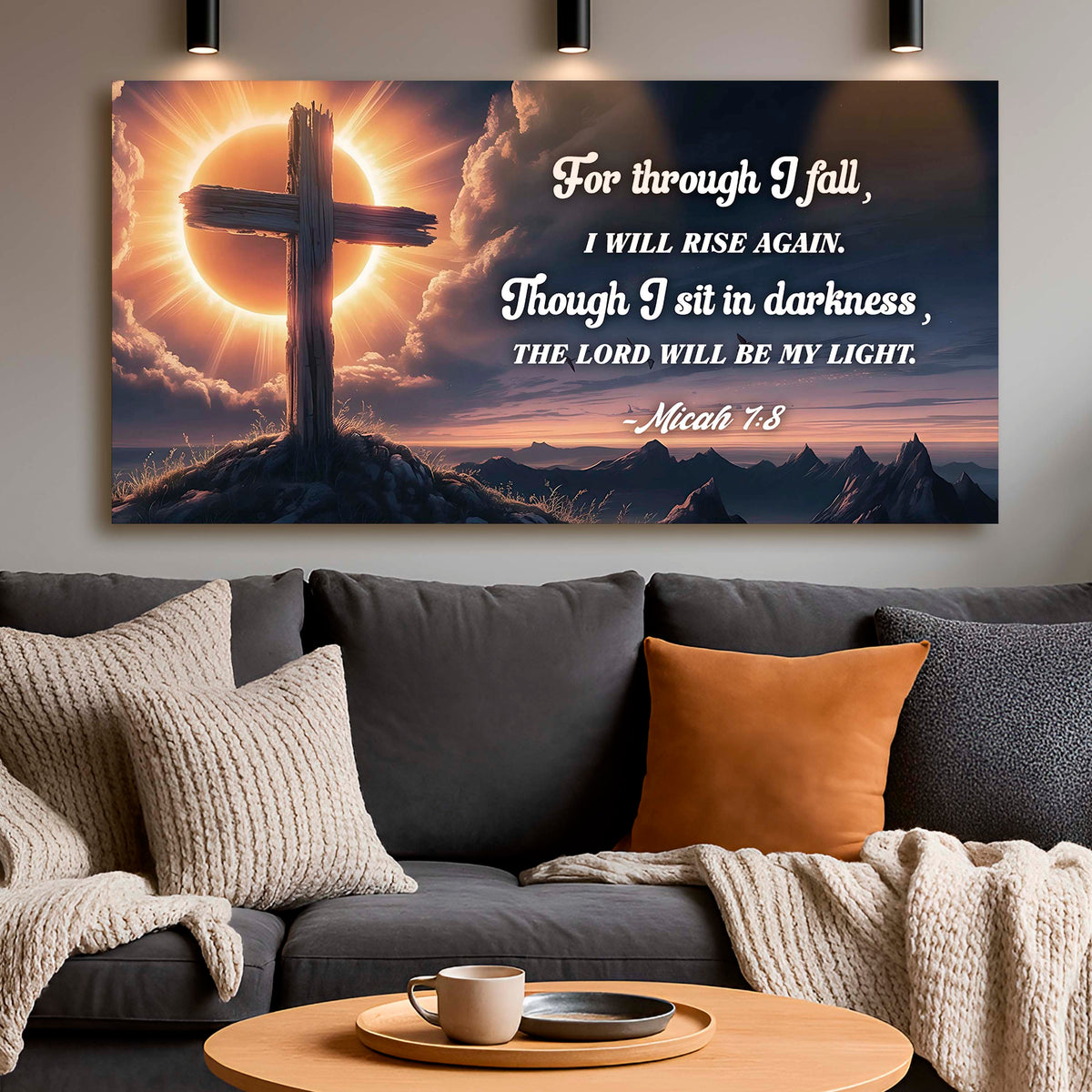 Micah 7:8 - The Lord Will Be My Light Faith Sign by Tailored Canvases