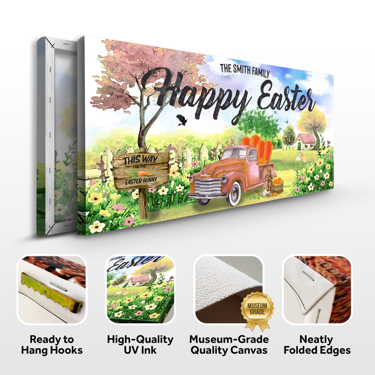 Family Happy Easter Sign by Tailored Canvases