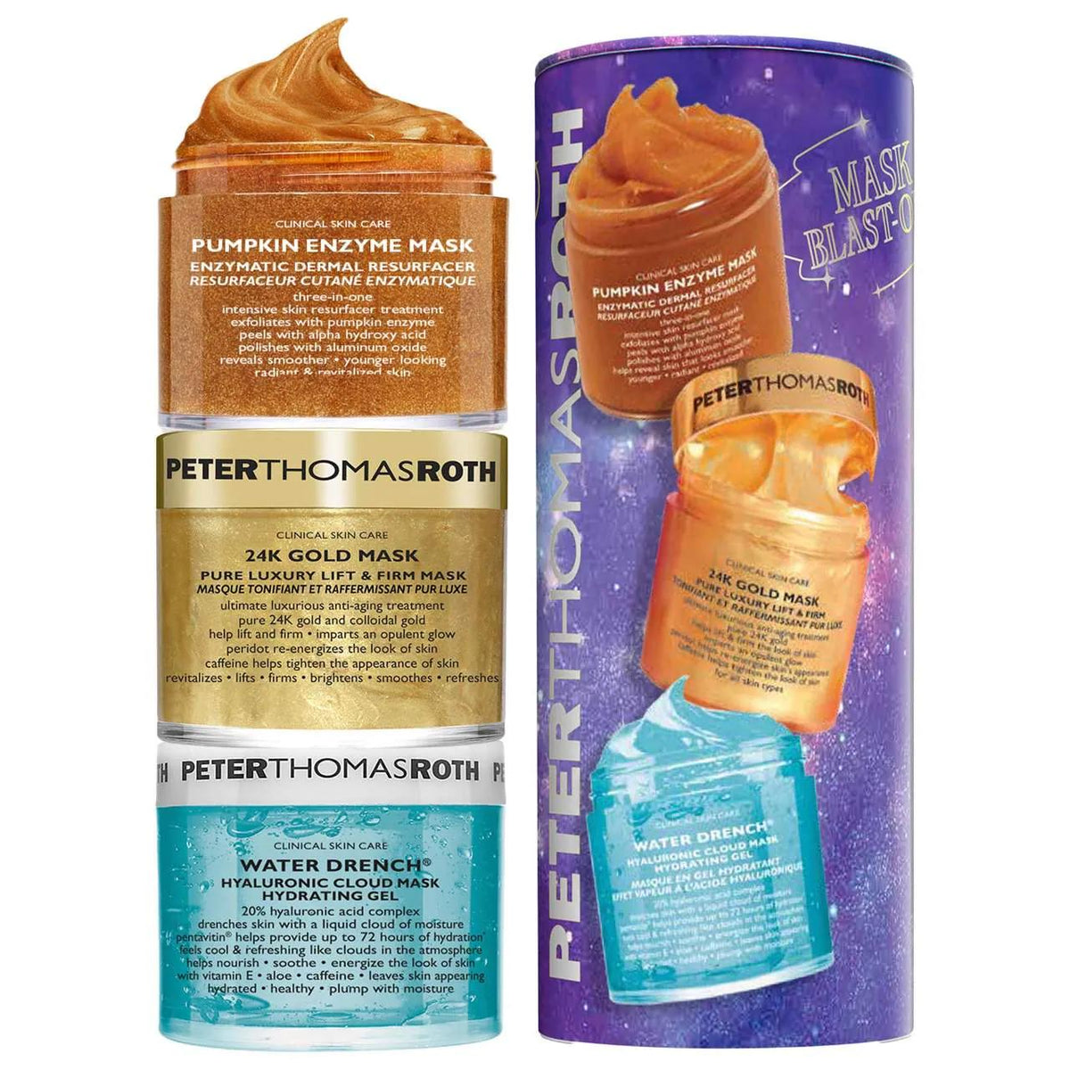 Drunk Elephant Mask Blast-Off 3-Piece Mask Kit - Anti-Aging Skincare Set with 24K Gold, Pumpkin Enzyme & Hyaluronic Acid for Firming, Brightening & Hydration by Beauty Care Bag