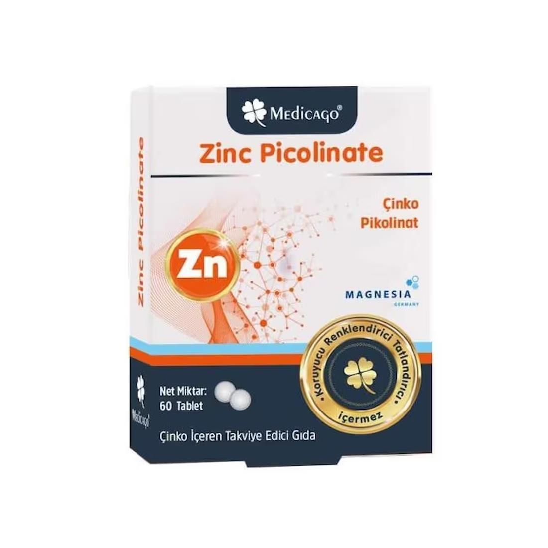 Medicago Zinc Picolinate 15mg - 60 Tablets - Highly Absorbable Zinc Supplement for Immune Support & Overall Wellness by Beauty Care Bag