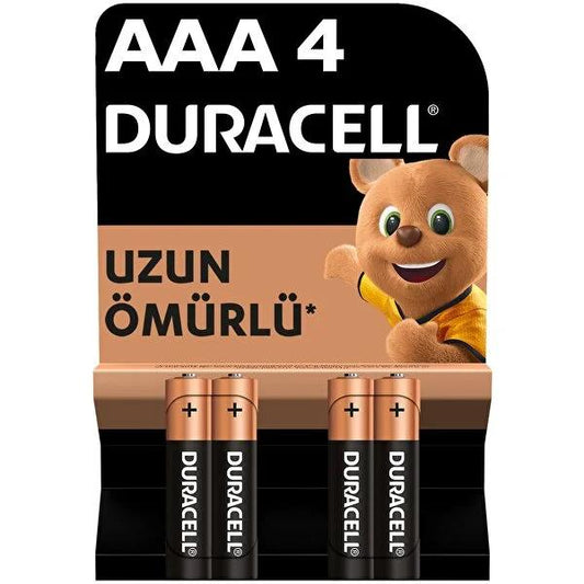 Duracell AAA Alkaline Batteries - 4 Pack - 1.5V - Long Lasting Power for Electronics - Reliable High Drain Performance by Beauty Care Bag