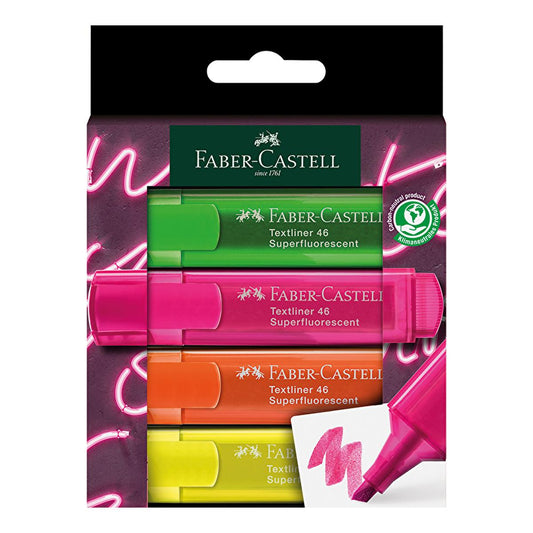 Faber Castell GenZ Highlighter Pens - Water Based Chisel Tip Highlighters for Students & Office - Vibrant, Transparent Body, 4-Piece Set by Beauty Care Bag