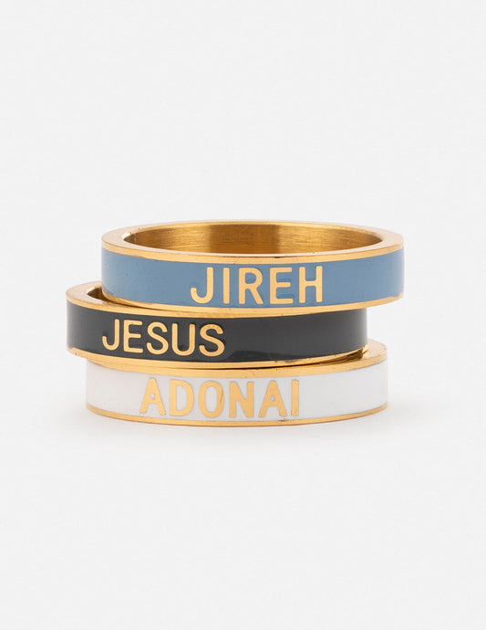 Names of God Enamel Ring Set by Elevated Faith