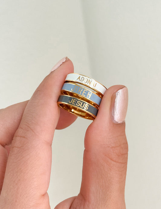 Names of God Enamel Ring Set by Elevated Faith