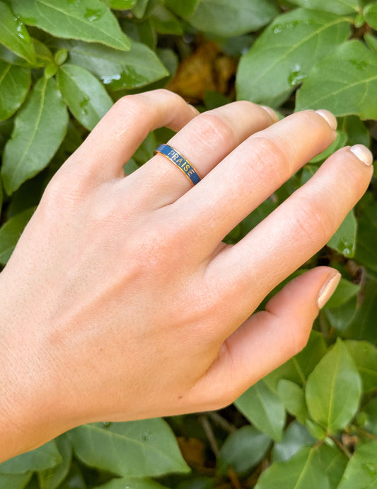 Navy Enamel Praise Ring by Elevated Faith