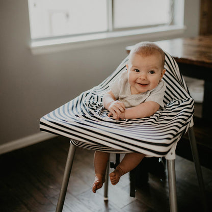 Multi-use Cover, White/Navy Stripes by Parker Baby Co.