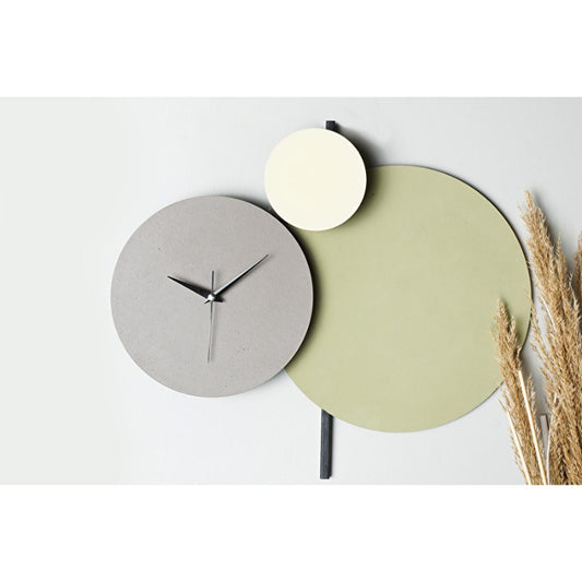Muyika Handmade Metal Wall Clock - Unique Decorative Silent Sweep Clock for Home and Office (Green-Grey-Cream) by Beauty Care Bag
