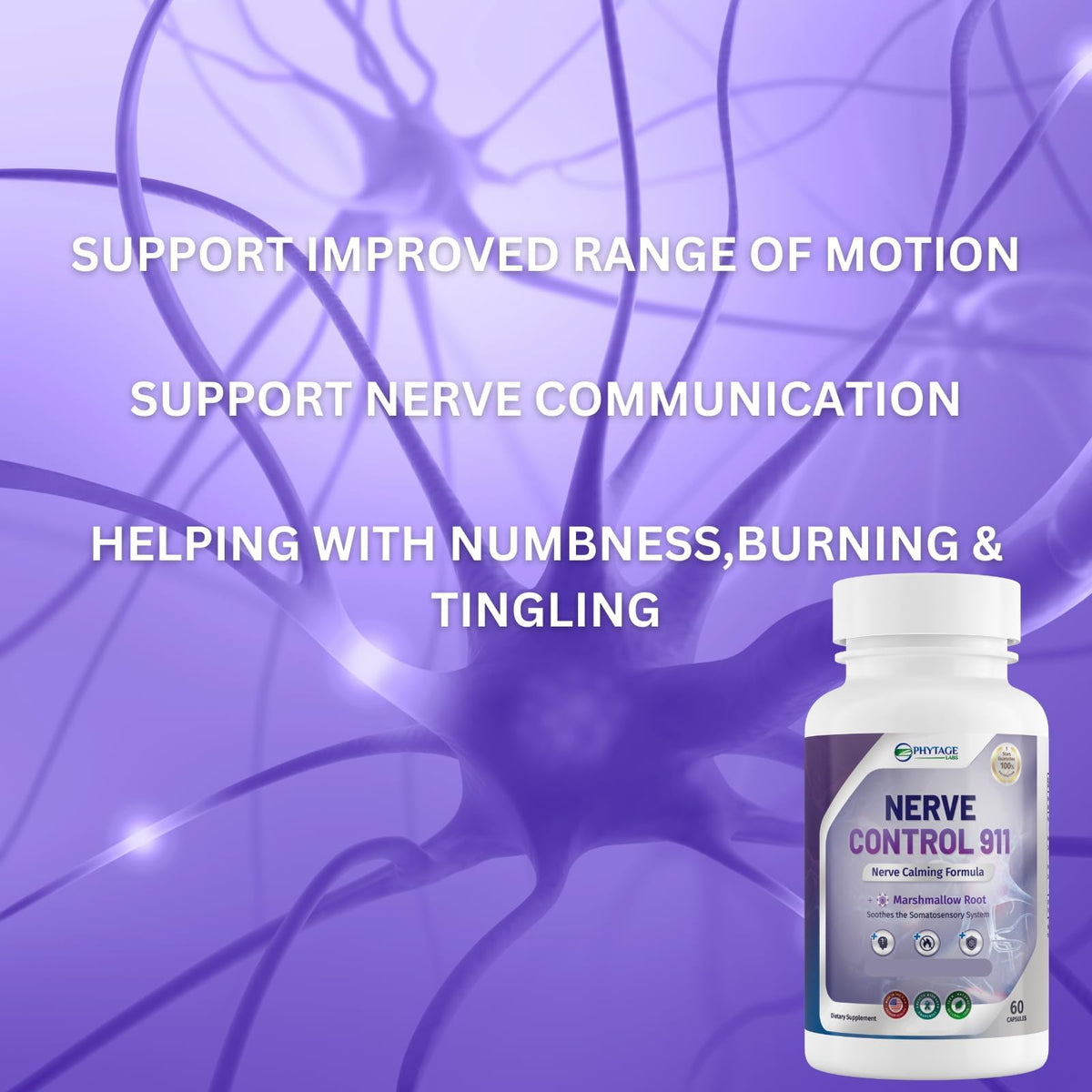 Nerve Control 911 - Natural Plant Based Nerve Health Supplement by Shahmori