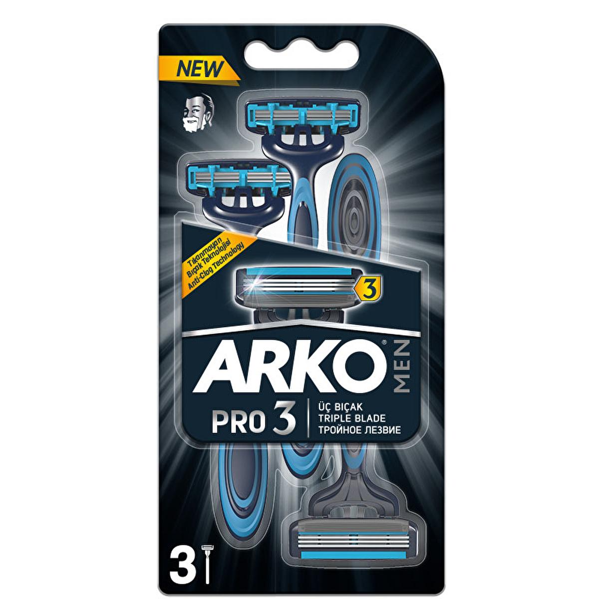 Arko Men Pro 3: Triple Blade Razor for Sensitive Skin - Smooth, Comfortable Shave & Reduced Irritation by Beauty Care Bag
