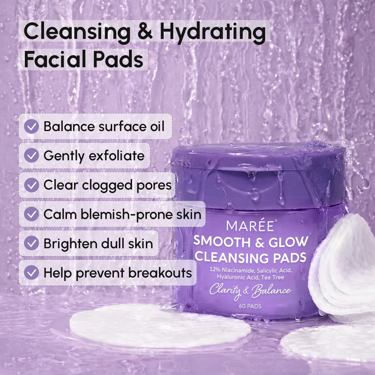 Maree 12% Niacinamide Smooth & Glow Pads, view 3