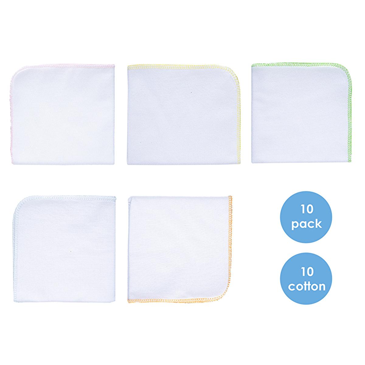 Babyjem Baby Bib - 10 Pack Soft Cotton Face Cloths for Newborns - Gentle, Absorbent, and Portable Baby Essentials by Beauty Care Bag