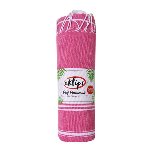 Eklips Pink Striped Turkish Towel - Lightweight, Absorbent Beach & Bath Peshtemal - Compact Travel Towel by Beauty Care Bag