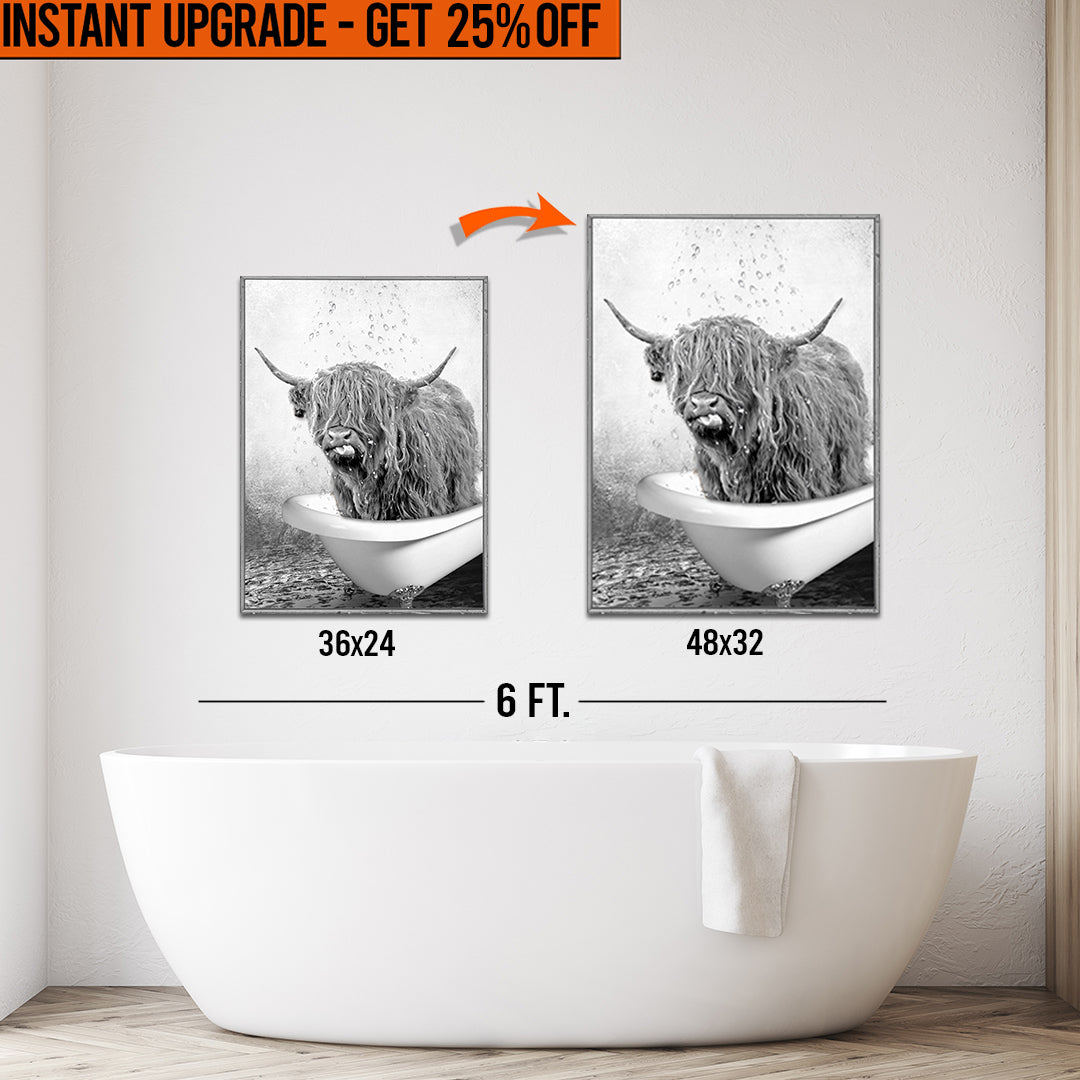Upgrade Your 36x24 Inches 'Highland Cattle Bath' Canvas To 48x32 Inches by Tailored Canvases