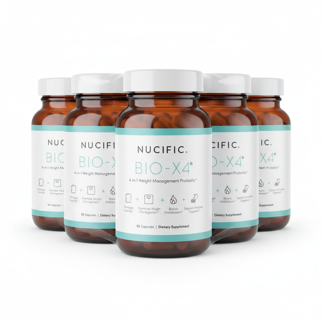 Nucific Bio-X4 4-in-1 Weight Management Probiotic – 90 Capsules | Daily Digestive & Wellness Support by Shahmori