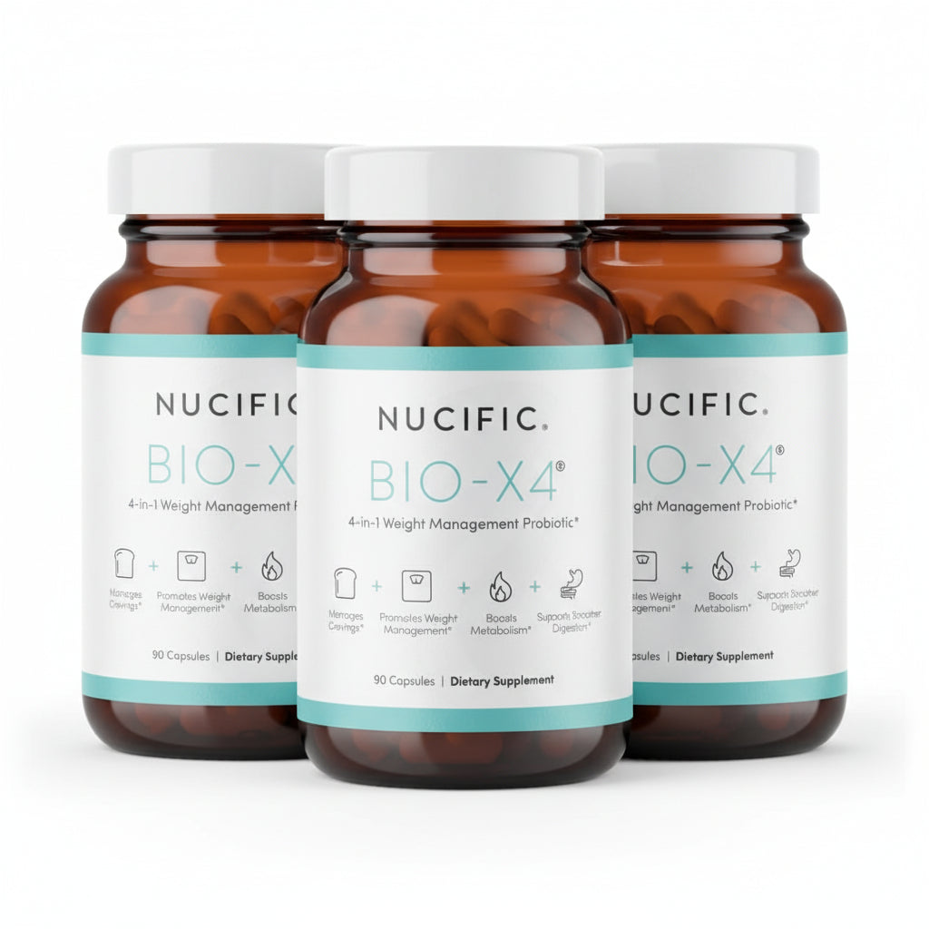Nucific Bio-X4 4-in-1 Weight Management Probiotic – 90 Capsules | Daily Digestive & Wellness Support by Shahmori