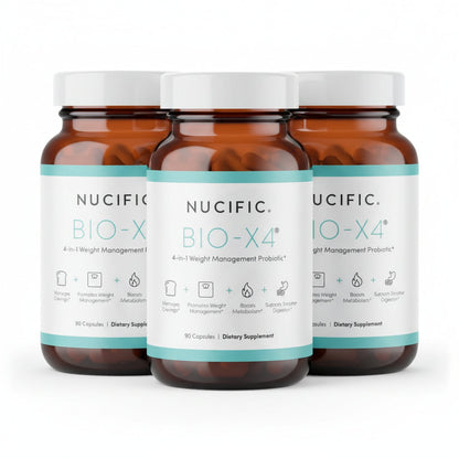 Nucific Bio-X4 4-in-1 Weight Management Probiotic – 90 Capsules | Daily Digestive & Wellness Support by Shahmori
