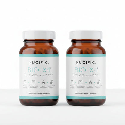 Nucific Bio-X4 4-in-1 Weight Management Probiotic – 90 Capsules | Daily Digestive & Wellness Support by Shahmori